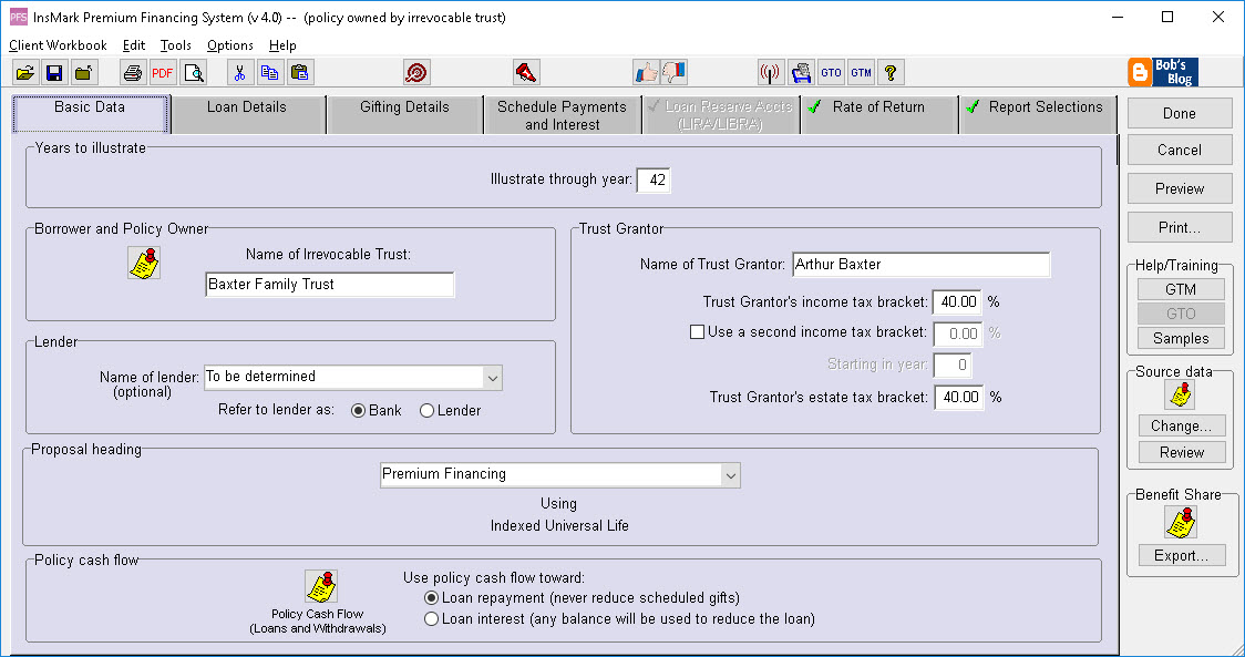 Premium Finance Summary Sample Input