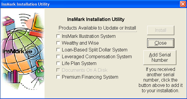 InsMark Installation Utility Screen InsMark Installation Utility Screen
